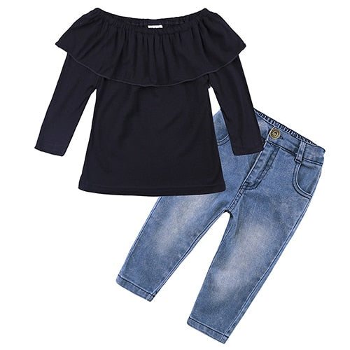 Kids Baby Girl stripe Off Shoulder Hanging neck Top + pink hole pants Outfits Clothes Summer 3Pcs Kid Girls Clothing Set Dtz376